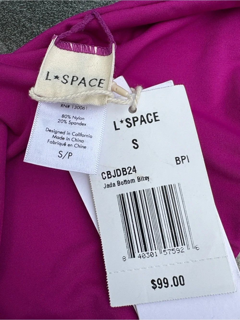 L*Space Jada Bitsy Bikini Bottom Small Berry Pimento NWT CBJDB24